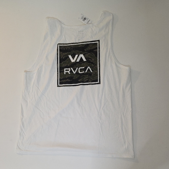 NWT Men's RVCA Tiger Camo Tank Top. In Wht/Blk/Grn. Size XL - Picture 1 of 5